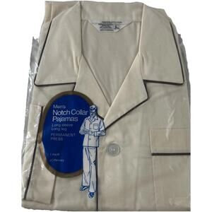 Vintage JCPenney 2pc Pajamas Set Men's L 42-44 Long Sleeve Beige Permanent Press